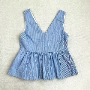 J Crew Blue & White Stripe Cotton Sleeveless Blouse Size 6